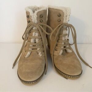 J. Crew MacAlister Wedge Suede Shearling Ankle Boots - 7